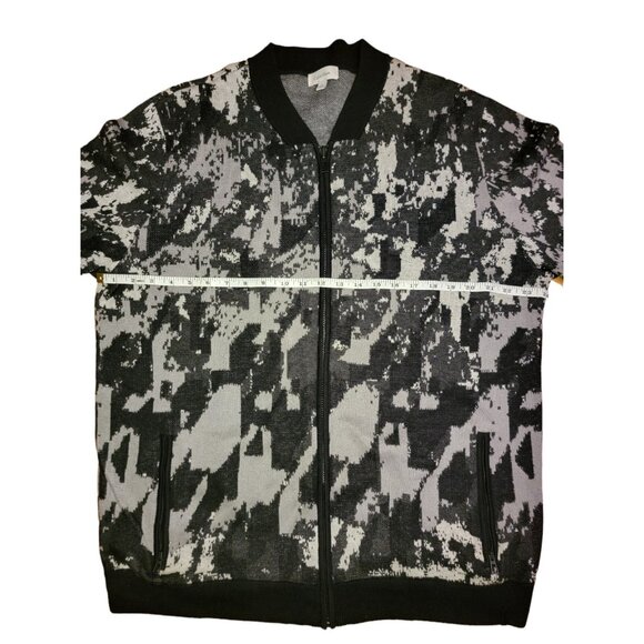 Calvin Klein Cardigan Mens Sweater  Large Abstract Black Zip Jacket - Picture 2 of 7